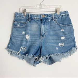 Free People 27 High Rise Jean Shorts Distressed